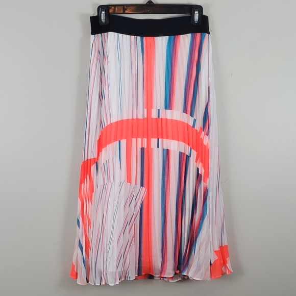 Dkny Dresses & Skirts - NWOT DKNY White/Neon Coral Pleated Skirt